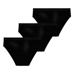 Lot de 3 slips femmeen coton uni ceinture fine 2cm Pck37