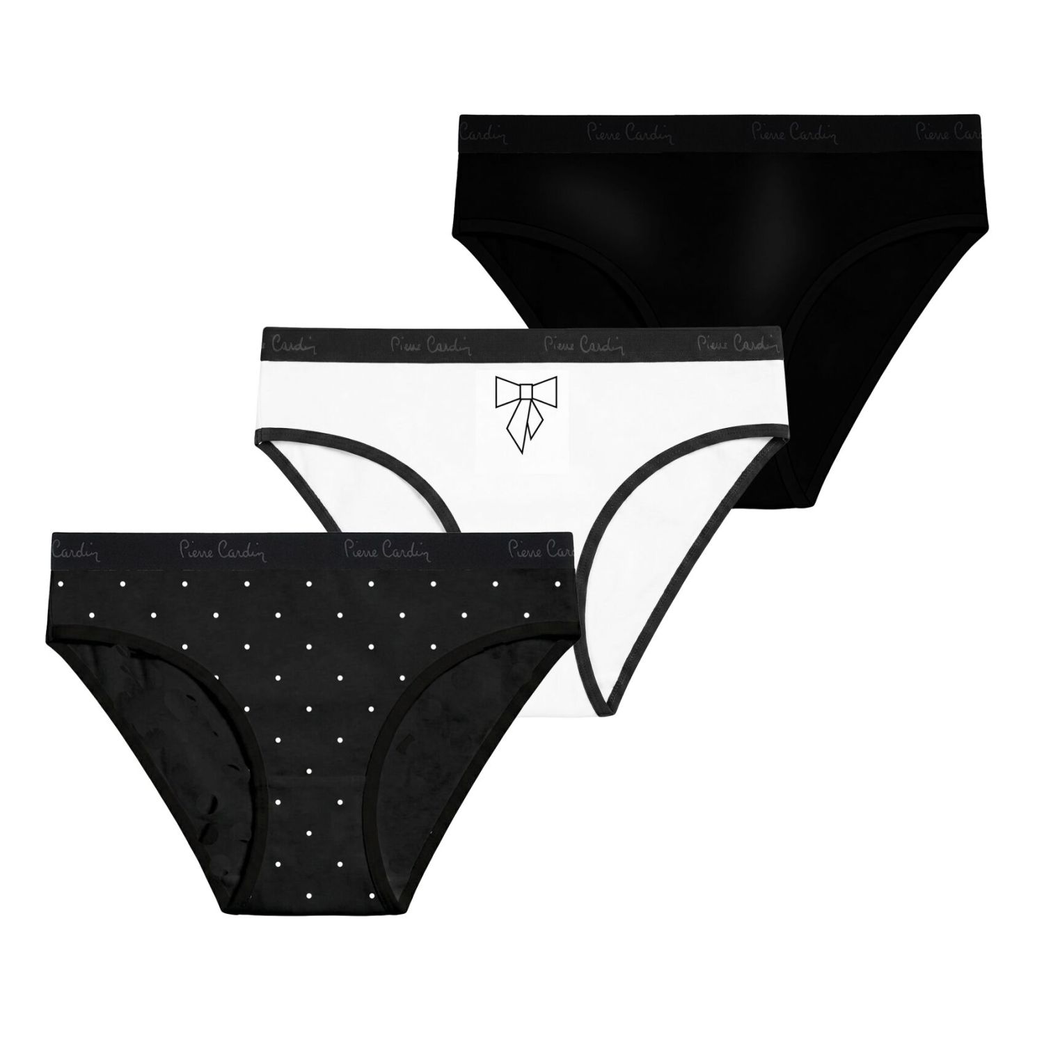 Lot de 3 slips femmeen coton uni et imprimé ceinture fine 2cm Pck6