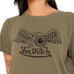 T-shirt femme col rond avec imprimé logo devant Retro