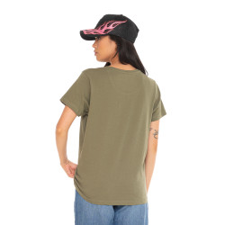 T-shirt femme col rond avec imprimé logo devant Retro