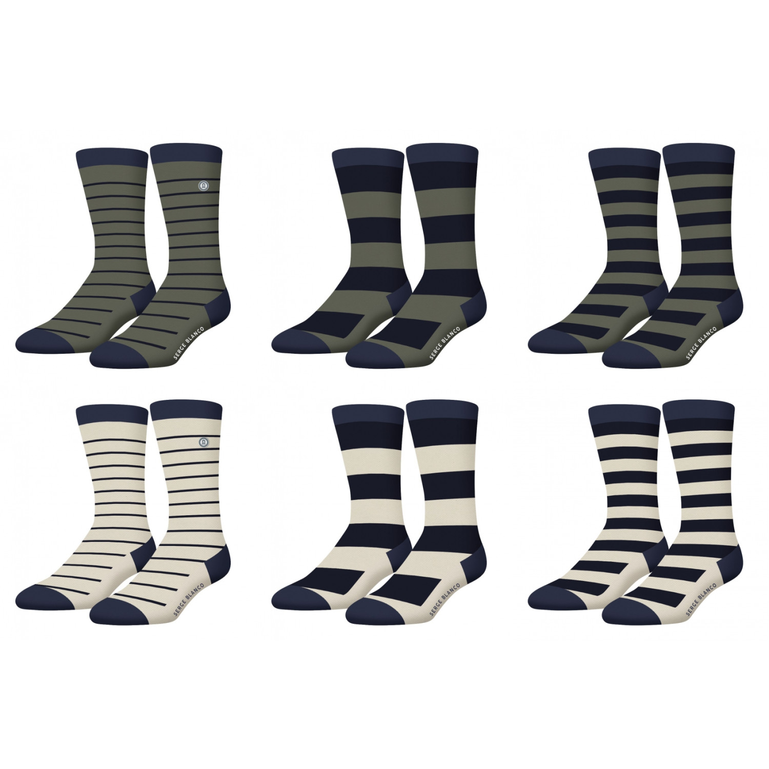 Lot de 6 paires de chaussettes de ville homme rayées modèle A