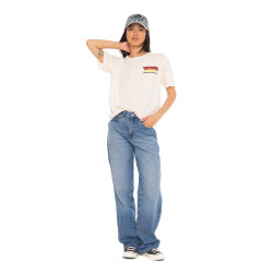T-shirt femme col rond avec imprimé devant et dos Face