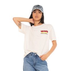T-shirt femme col rond avec imprimé devant et dos Face