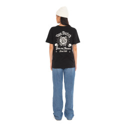 T-shirt femme col rond avec imprimé devant et dos Rose