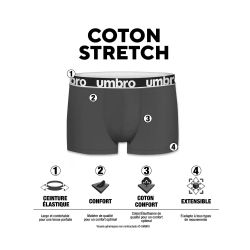 Lot de 6 boxers homme en coton ceinture subli Force