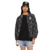 Veste femme satinée allover print avec patch et fil lurex Skull