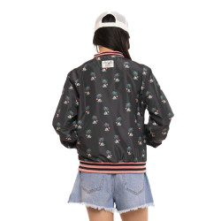 Veste femme satinée allover print avec patch et fil lurex Skull
