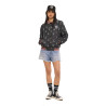 Veste femme satinée allover print avec patch et fil lurex Skull