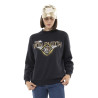 Sweat femme uni avec cold rond et patch