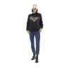 Sweat femme uni avec cold rond et patch