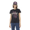 Tee shirt uni délavé avec col rond et print Vipere