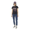 Tee shirt uni délavé avec col rond et print Vipere
